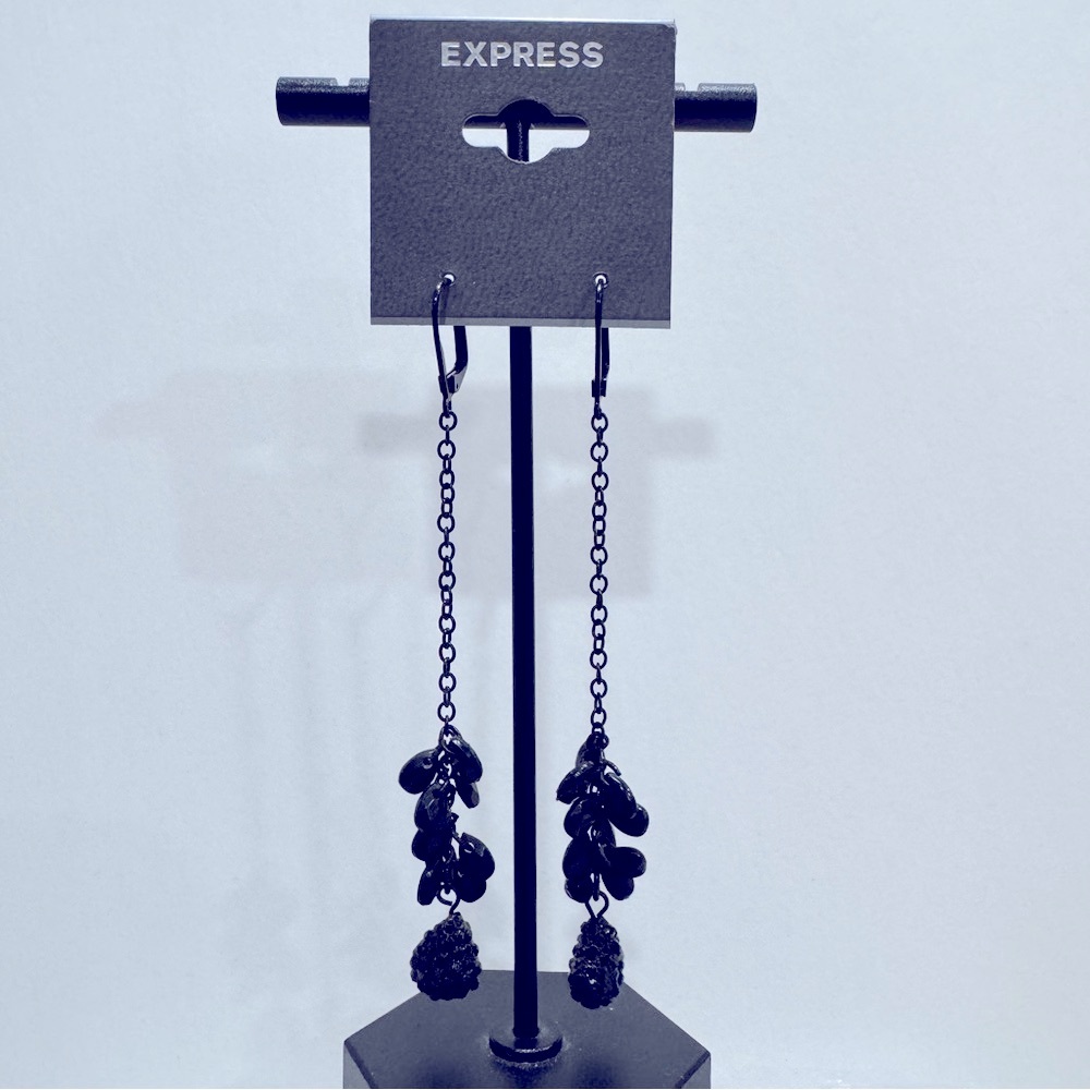 Express Black Earrings with Unique Rhinestone Pendants